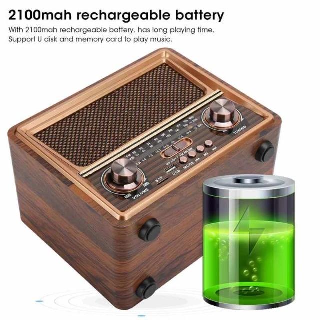 Vintage Design Wireless Bluetooth Speaker Radio Receiver Rechargeable FM/AM/SW USB/SD/TF HIFI Sterero Mp3 Player