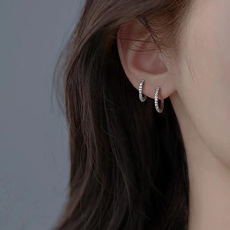 Серебряные серьги с инкрустацией цирконием 18 карат, позолоченные - ювелирные изделия в корейском стиле