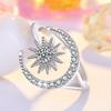 Women Ring Opening Geometric Dainty Elegant Temperament Gift Rhinestone Embedded Star Moon Finger Ring