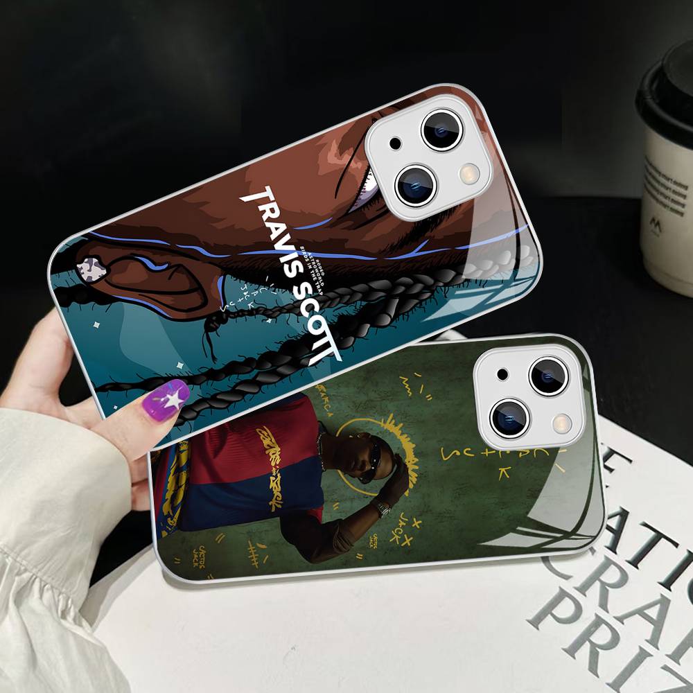 Чехол из закаленного стекла с изображением Трэвиса Скотта для iPhone 14 13 12 Mini 11 Pro XS Max X XR 14 Plus
