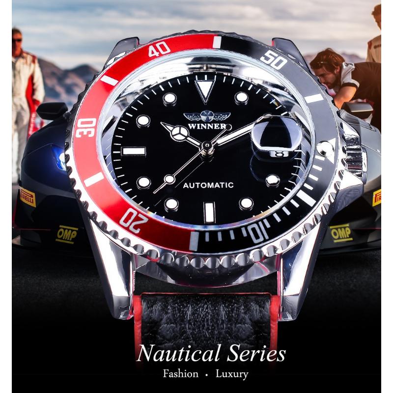ПОБЕДИТЕЛЬ Мужские модные повседневные автоматические механические часы Water Ghost