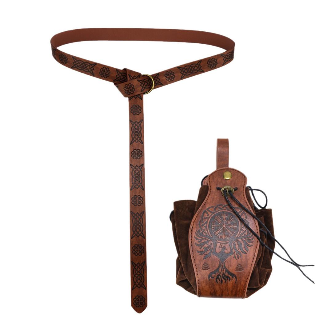 Medieval Knight Pu Belt Viking Vintage Bag Bag Halloween Cosplay Costume Dress Up Props