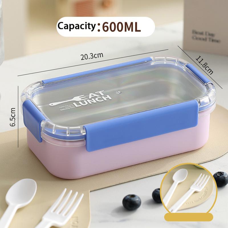 Портативный Ланч-бокс 304 Нержавеющая Сталь Bento Box Можно Греть в Микроволновой Печи Контейнер для Еды для Студентов Сотрудников Офиса с Вилкой Ложкой