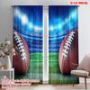 2pcs,2D Plane Printing Light Filtering Curtains Gridiron Game Day Durable Polyester (without Rod) Holiday for Bedroom Office
