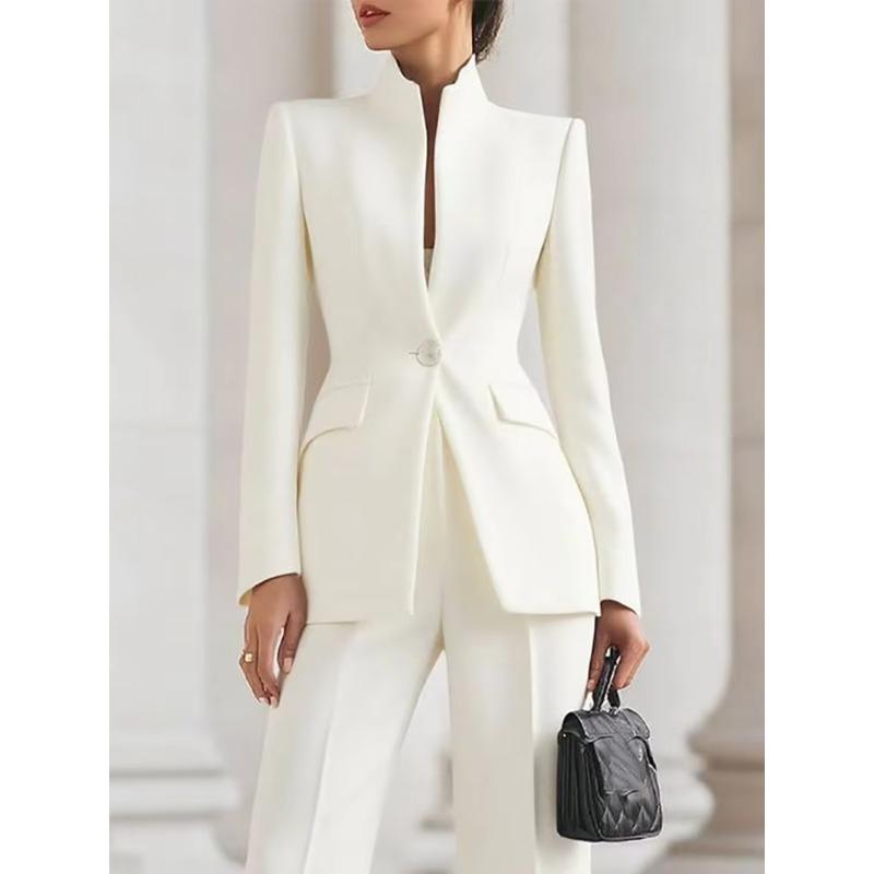 VAYLA Elegant Long Sleeved Blazer+Pants Suit Autumn Simple Solid Color Commuting Outfit Women's Temperament Slim Fit Professional Set