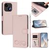 Happy Heart Pattern Magnetic Closure Vegan Leather Phone Case With Wrist Strap For ZTE Blade A56 4G