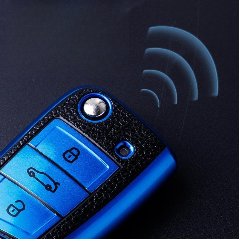 Модный кожаный чехол для ключей из ТПУ для VW для Volkswagen MK7 GTI 7 Golf 7 Golf R Skoda Octavia A7 SEAT, складной брелок с дистанционным управлением, брелок