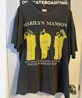 Винтажная футболка группы Marilyn Manson 1996 года, подарок для фаната, черная футболка унисекс