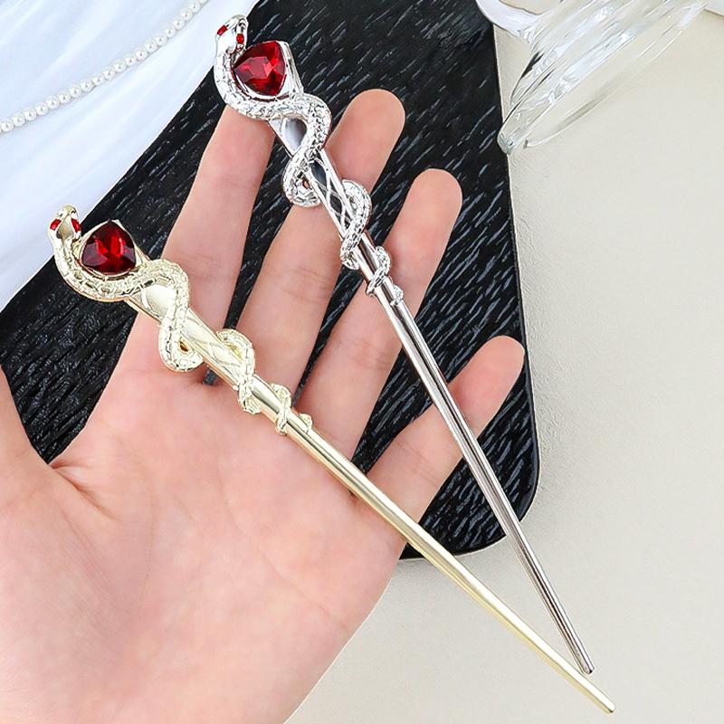 1 шт. аксессуары для волос китайская заколка для волос Advanced Feeling Serpentine Gemstone шпилька для волос в стиле панк змея для волос регулируемая со стразами