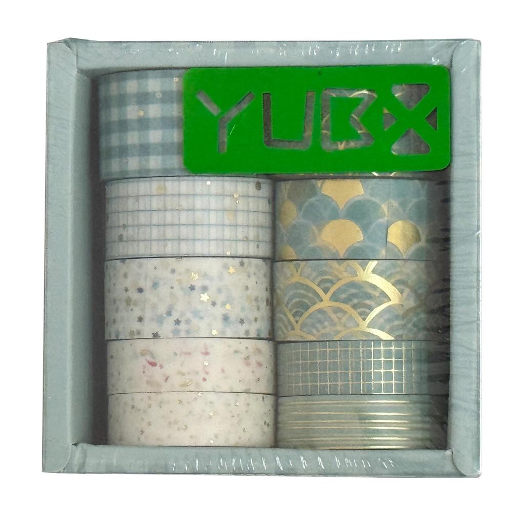 YUBX Masking Set of Creative Washi Tape with Gold Foil Stamping for DIY Gift and Gift Decoration Tape, 10, Crafts, Journals, Planners, Scrapbooks,