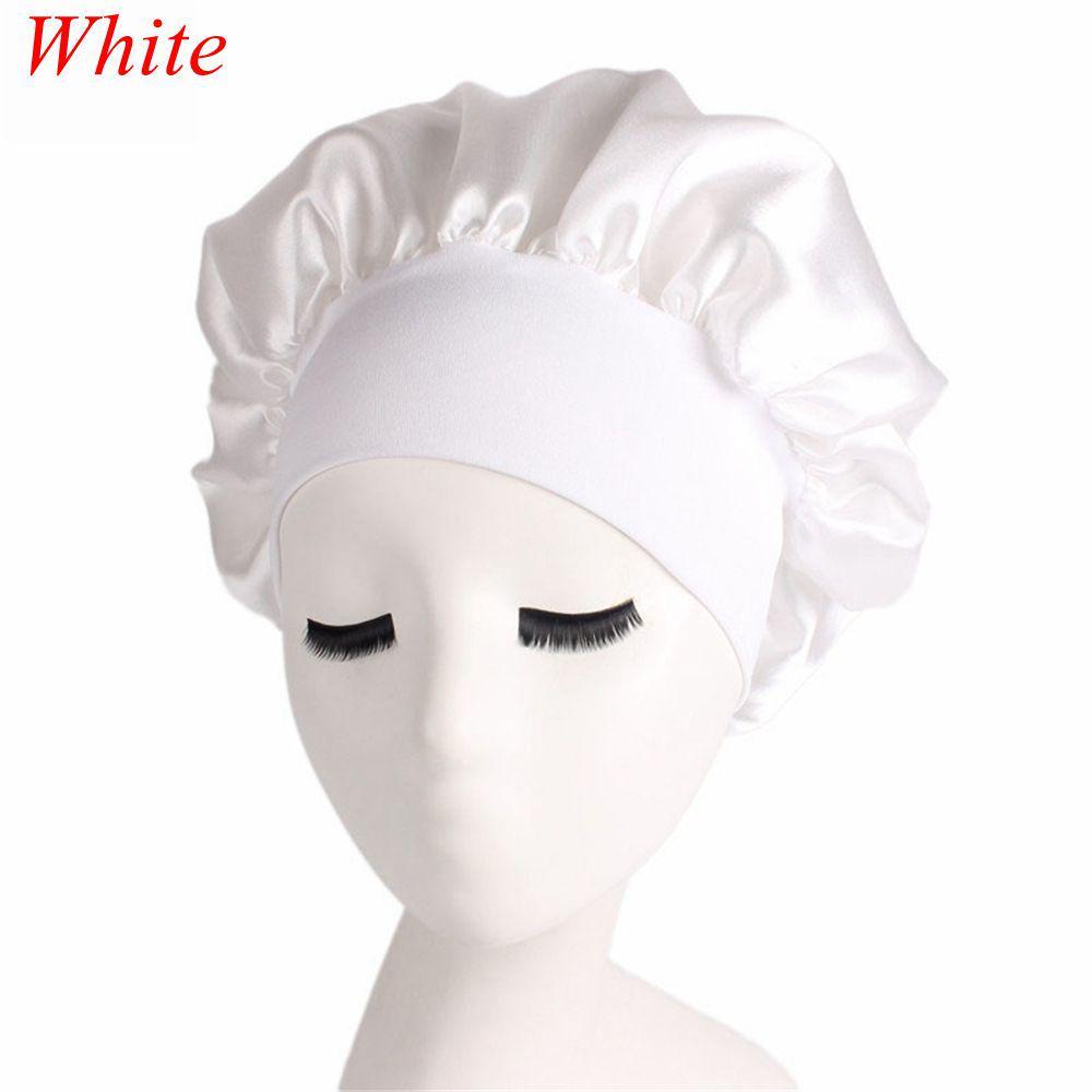 Soft Stretch Head Cover Night Sleep Hat Wide Band Satin Cap Elastic Head Wraps Hair Loss Chemo