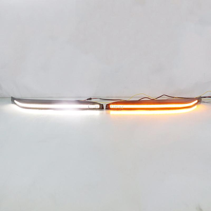 LED DRL Headlight Eyebrow Daytime Running Light For Toyota Tundra Sequoia With dynamic Yellow Turn Signa Fog lamp