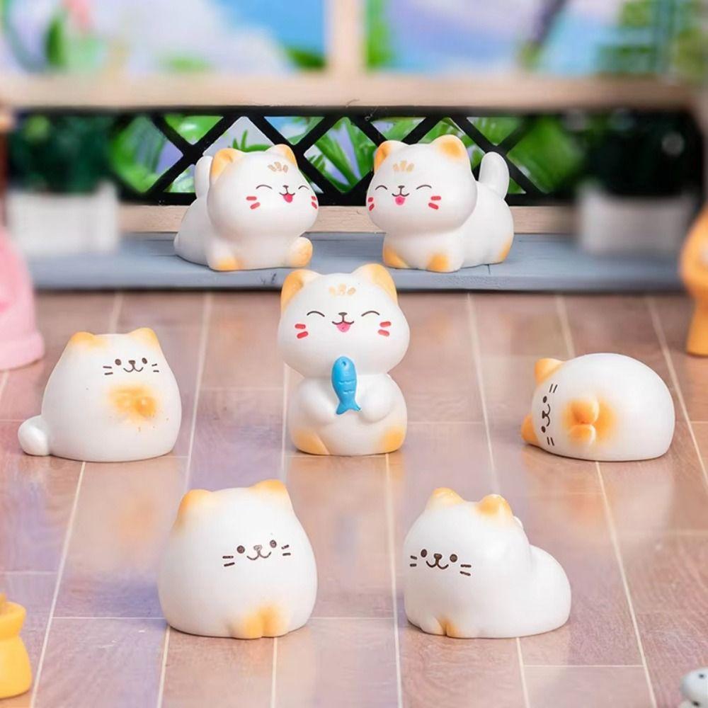 Mini Cat Desktop Decoration DIY Accessories Animal Figurine Cute Cat Ornaments  Home Decor