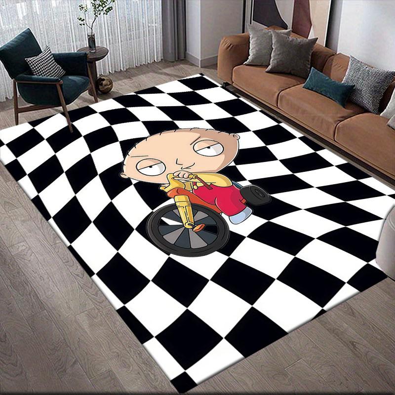 Stewie Griffin Family Guy Flannel Printed Carpet, Home Sofa Decoration for Living Room & Bedroom, Non‑Slip Play Flannel Floor Mat for Game Room