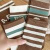 5 Pair/set Sporty Autumn Kids Boy Girl Sock Chic Korean Coffee Beige Color Letter Sock Autumn Spring Soft Cotton School Sock