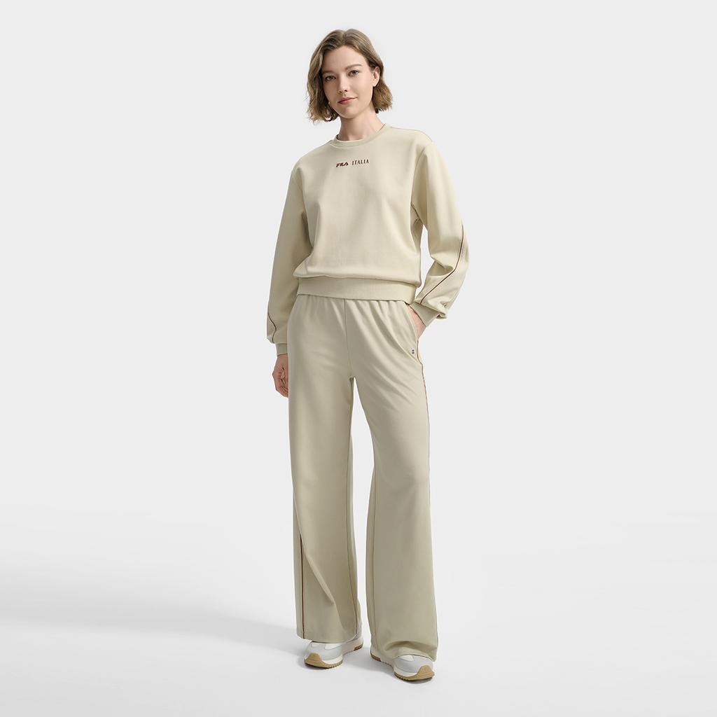 Fila Белые Модные Простые Универсальные Удобные Классические Прямые Вязаные Повседневные Брюки Женские низы F11W533601F-GY