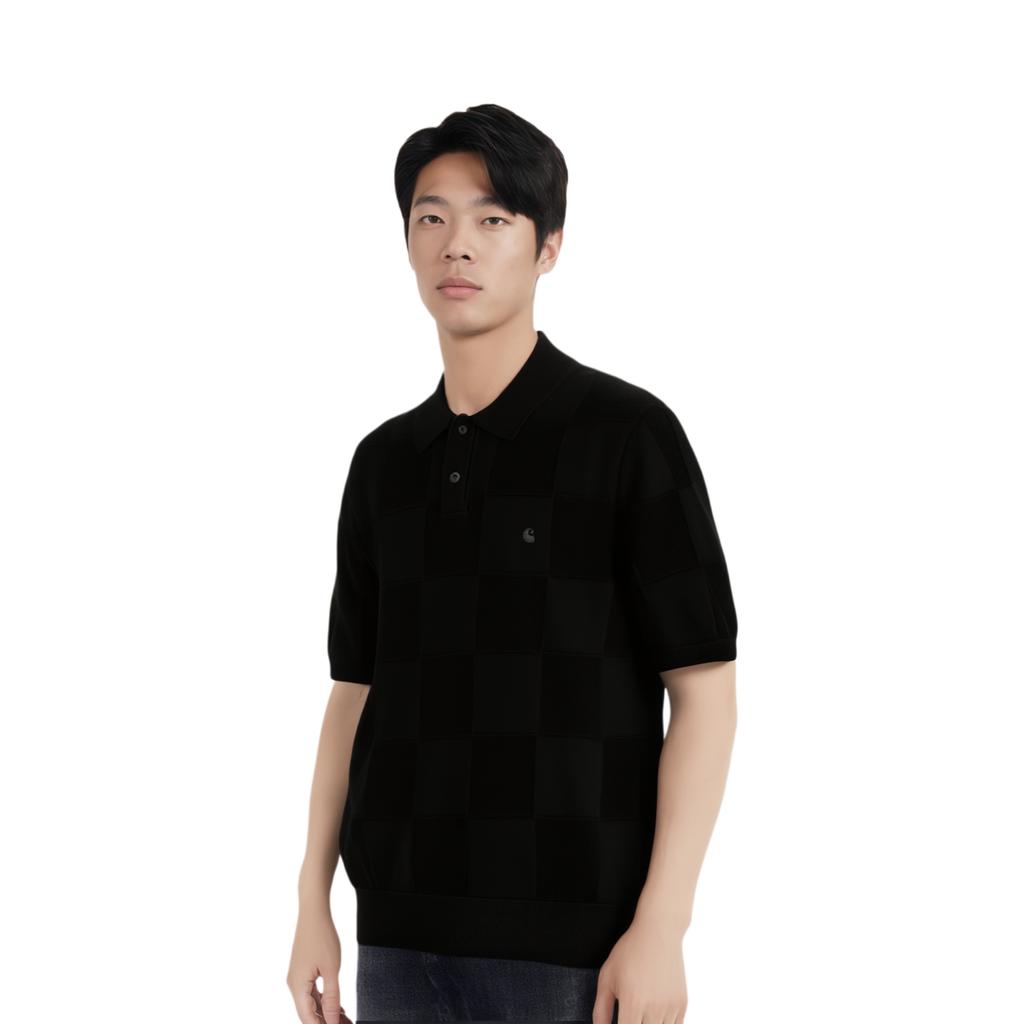 Carhartt WIP Клетчатая футболка-поло мужская топы Черная I034535-89-XX
