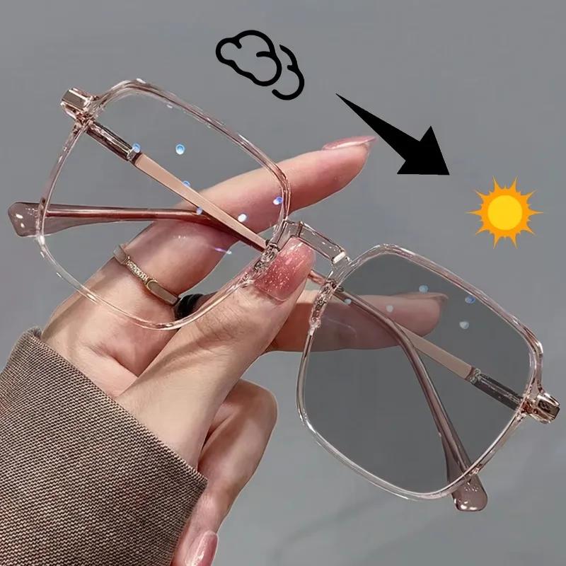 1 Piece of Women's Classic Retro Box Fashion Glasses - Equipped with Color Changing Transparent Lenses
