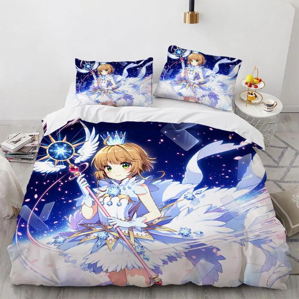Аниме Cardcaptor Sakura Комплект постельного белья для мальчиков и девочек Twin Queen Size Пододеяльник Наволочка Кровать Дети Взрослые Мода Домашний текстиль Текстиль