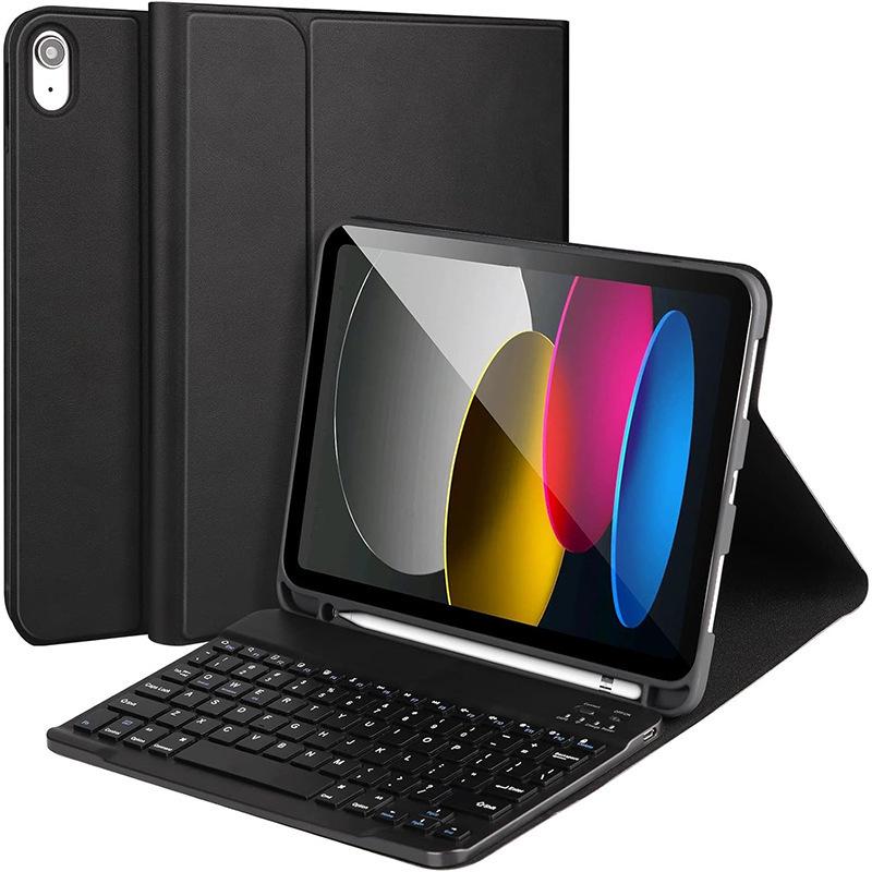 Совместимо с iPad 11 A16: Кожаный чехол для iPad 10-го поколения 10,9" со съемной Bluetooth-клавиатурой и магнитным держателем для Apple Pencil.