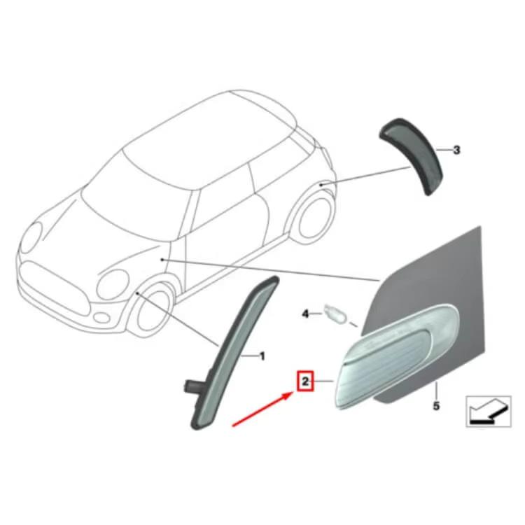 Белый указатель поворота для MINI COOPER F55/F56 63137298347/63137298348