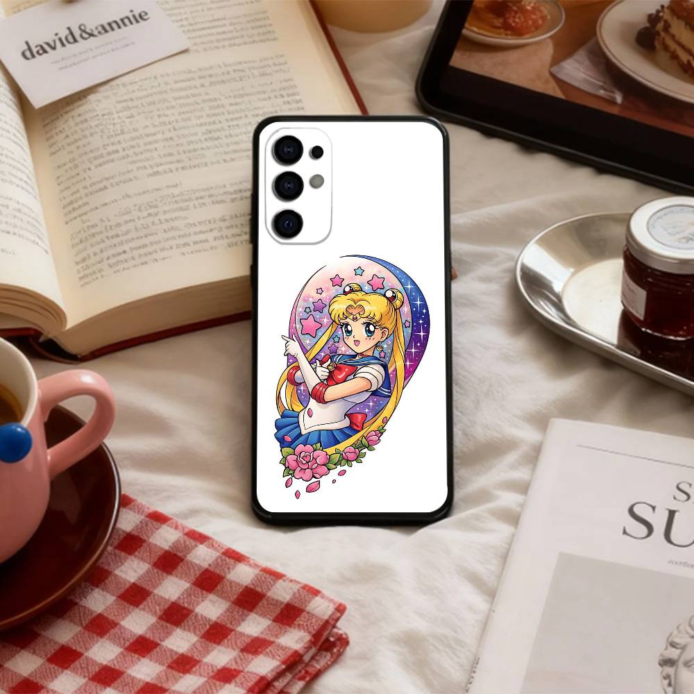 МИЛЫЙ Мультяшный S-Sailor M-Moons Чехол Для Телефона Для Samsung S 25,24,23,22,30,21,10,9,Ultra,Plus,Lite,FE,4,5 G Мягкий Черный Чехол