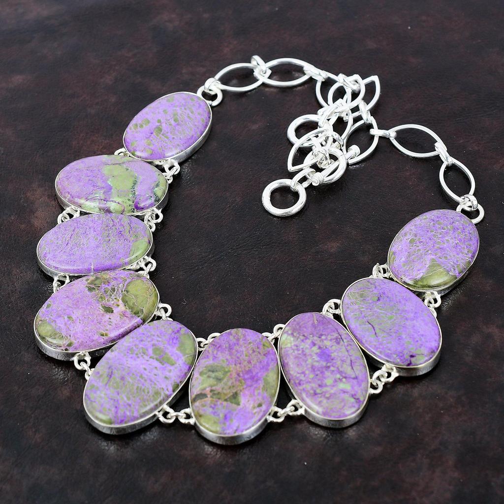 Ожерелье из пурпурита Изящные ювелирные изделия из драгоценных камней Ожерелье из стерлингового серебра 925 пробы Регулируемая цепочка Ожерелье Ювелирные изделия из пурпурита ручной работы Подарок на помолвку