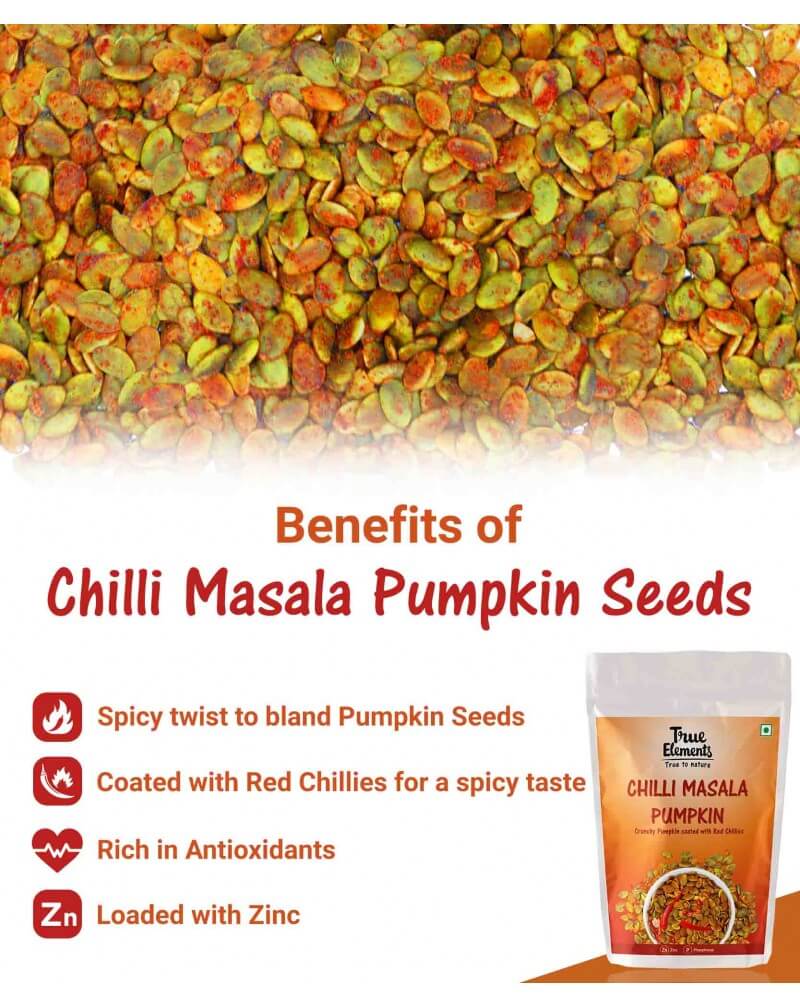 Семена Тыквы с Чили и Масалой (125 г), Chilli Masala Pumpkin,  True Elements