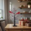 Vintage Glowing Tree with Cardinals LED Cardinal Little Red Bird Table Decoration Twinkle Tree Lamp for Holiday Home Xmas Decor