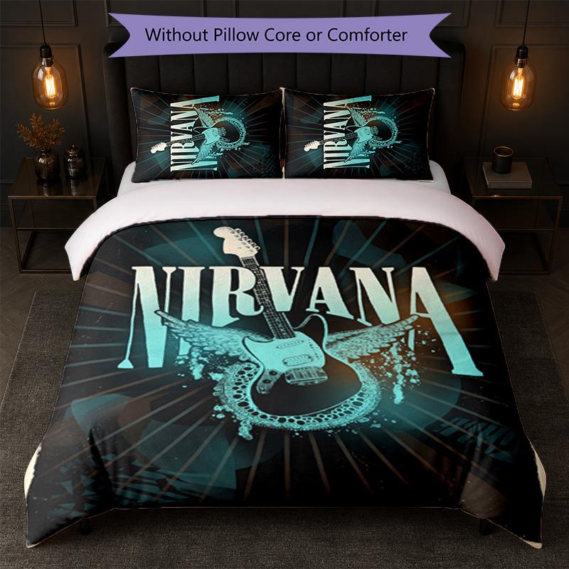 Nirvana Print 3Pcs Bedding Set Duvet Cover With Two Pillowcases Soft Bed Linen For Household Bedroom