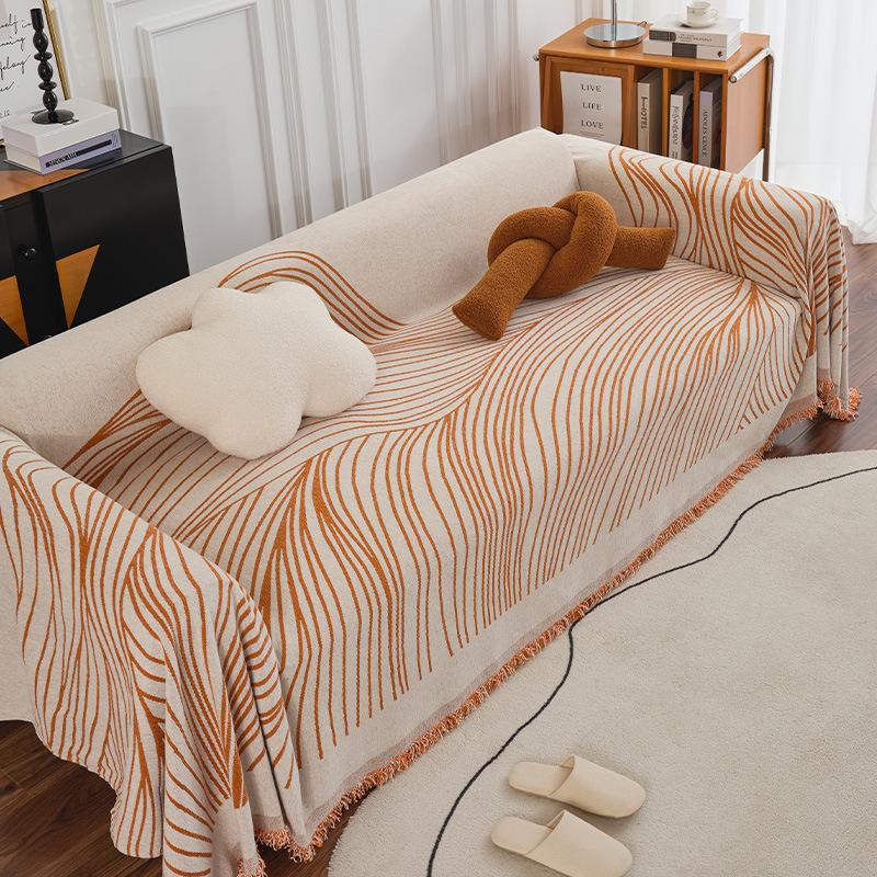 Одеяло из синели для дивана, скандинавское, простая полосатая нить, защитный чехол для дивана, покрывало, гобелен для отдыха, одеяло для пикника