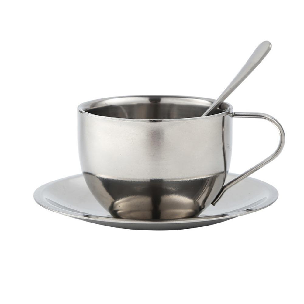 Портативный набор кофейных кружек из нержавеющей стали 180/200/280 мл, с двойными стенками, термостойкая, с гладкой поверхностью, кружка для эспрессо, идея для подарка