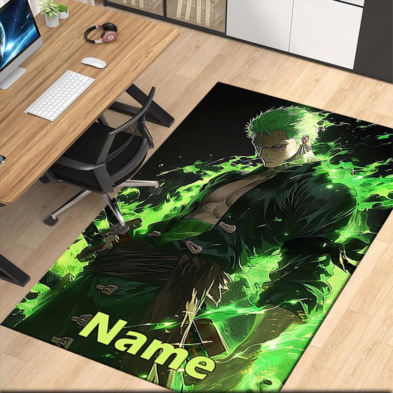 Custom Name Roronoa Zoro Printed Carpet, for Office Chair Living Room Bedroom Kitchen Room Decor Gifts.