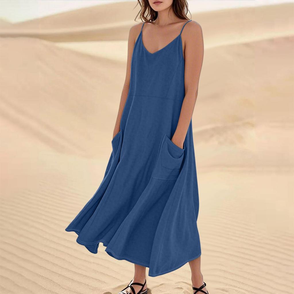 Женское летнее платье, повседневные свободные длинные пляжные платья для отдыха