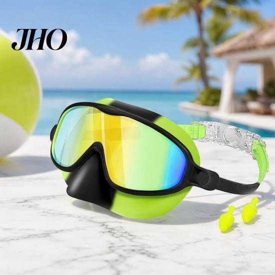 Leak-proof Swim Goggles 1/2 Pairs Children with Earplugs, UV Protection Anti-Fog Pool Easy Wear Kids Nose Cover, No Leakage Swimming Eyewear for Boys