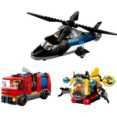 LEGO Городской вертолет, пожарная машина и подводная лодка ремикс