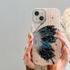 Для iPhone 15 pro max 14pro 14promax 12 13 14 Pro Max 11 15promax Синий светлый чехол для телефона с рисунком в виде бабочки и бриллиантовой масляной живописи