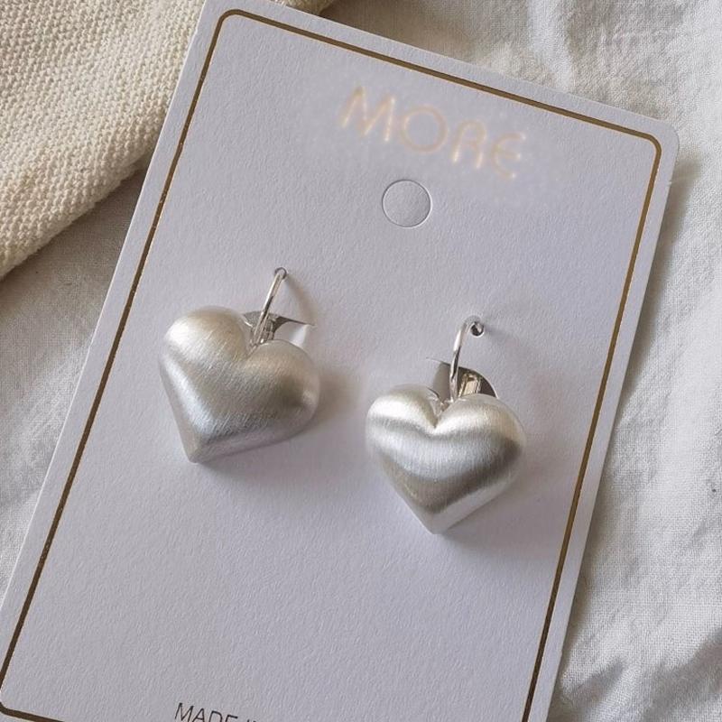 ANENJERY Серьги-кольца в форме сердца из матового стекла для женщин, нишевый дизайн, сладкий темперамент, украшения для вечеринок, подарки, свадьба