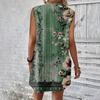 Women's Casual And Fashionable Round-neck Sleeveless Printing Mid Length Dress
