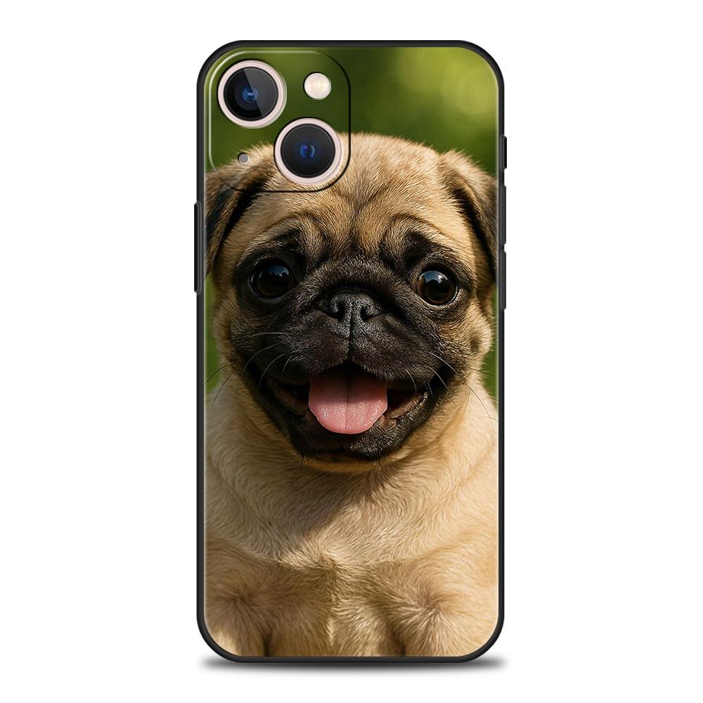 Французский бульдог Собака Питомец Роскошный чехол для телефона Для iPhone 17 Air 16 Plus 13 15 14 12 11 Pro MAX 7 8 SE Мягкий ТПУ Черный чехол