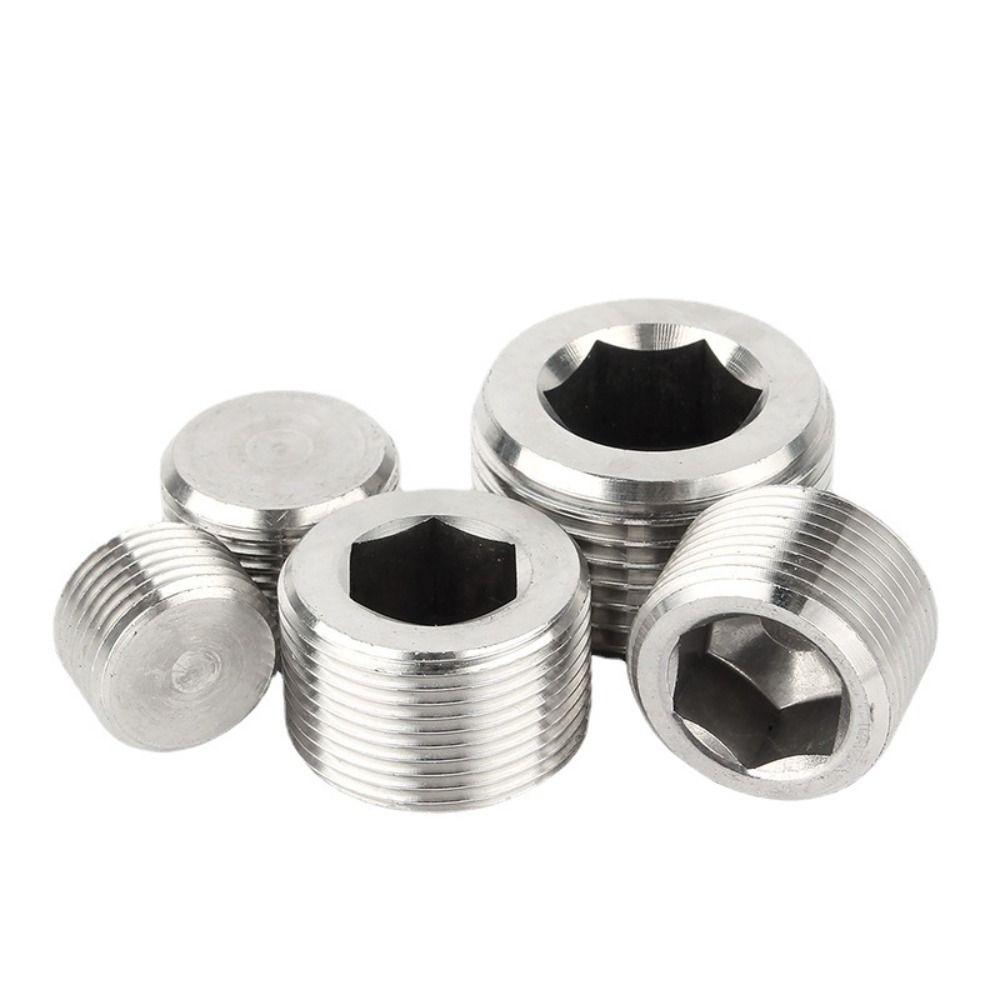 Silver Male Thread Hexagon Plug 304 Stainless Steel Tube Plug Sealing Pipe Port Hardware