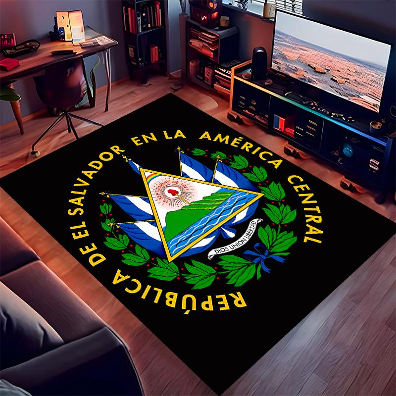1pc flag of El Salvador Print Area Rug - Soft, Washable Non-Slip Indoor Mat for Office Chairs, Living Room, Home Office Decorative Rug
