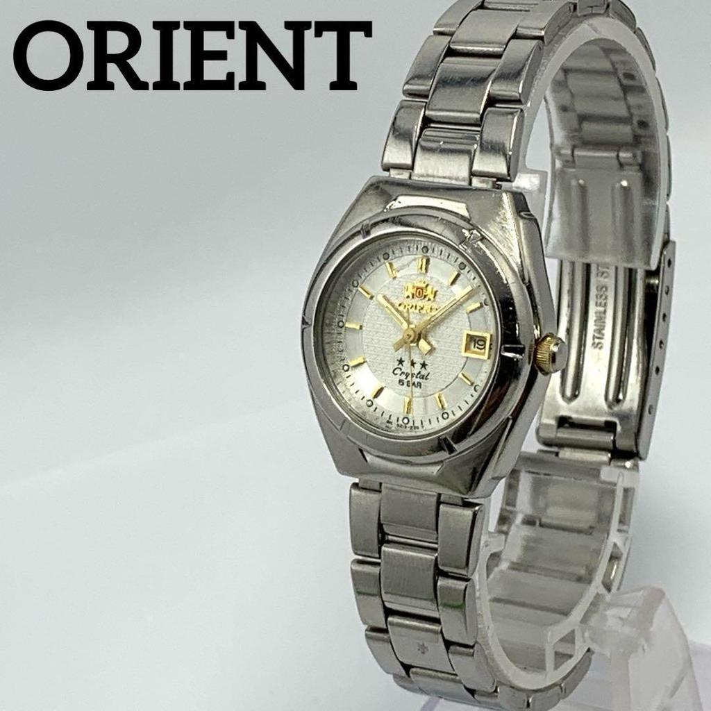 Б/У 766 [Батарея заменена и очищено] Рабочий item ORIENT Orient Женские часы Серебристые Дата Кварцевые Популярные Редкие Винтажные