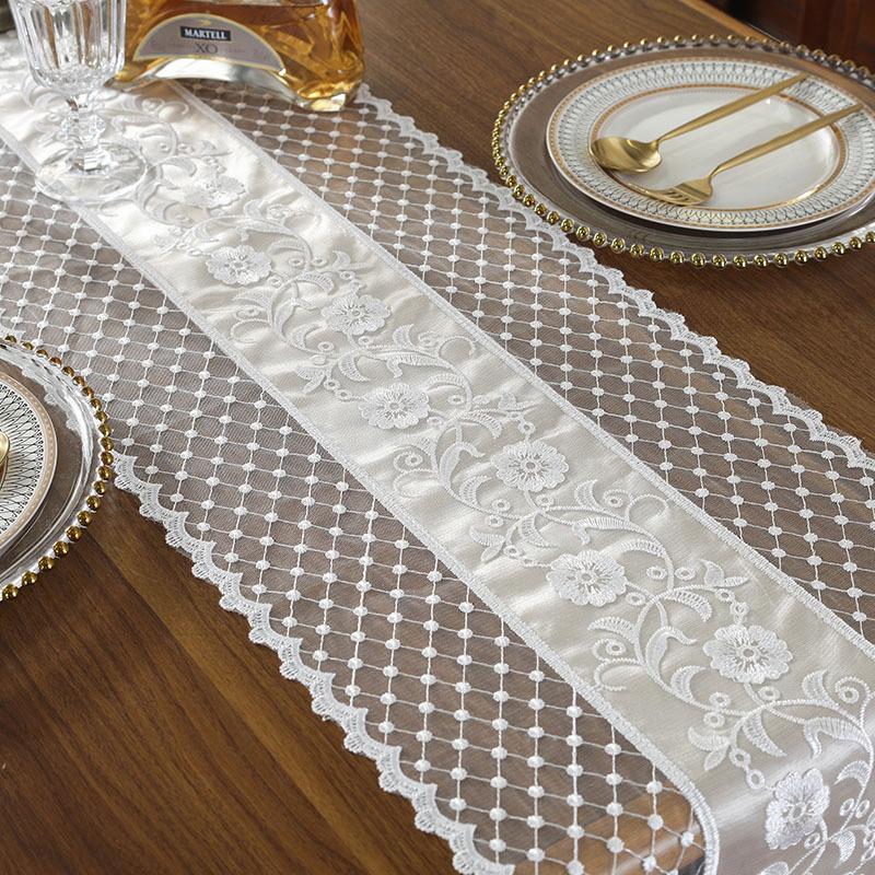 Lace Table Embroidery Table Flag Tea Table Lace TV Cabinet Table Flag Lace Polyester Fiber Table Flag