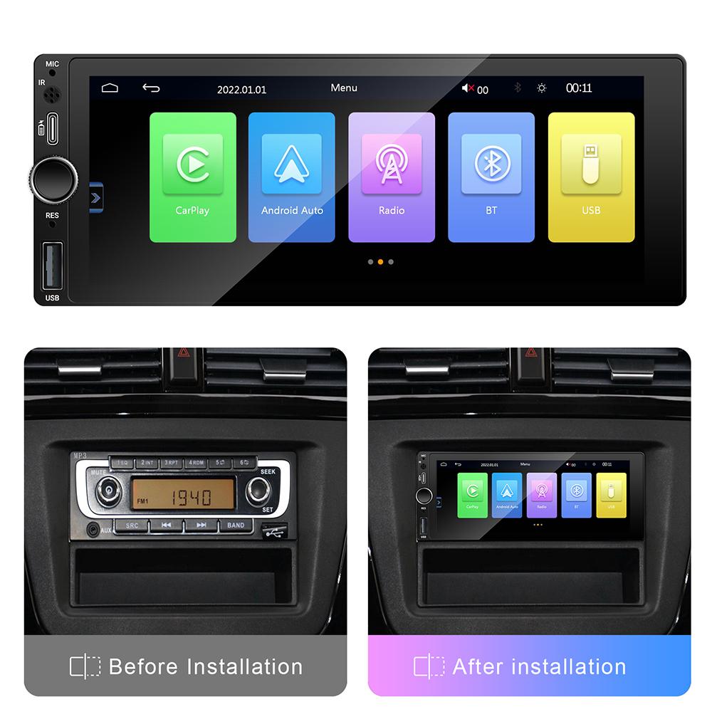 ANYFAR 6.86" 1280*480 1 Din MP5 Плеер Автомагнитола Беспроводной Carplay Android Auto Мультимедийный Плеер 1Din FM Авто Радио Стерео