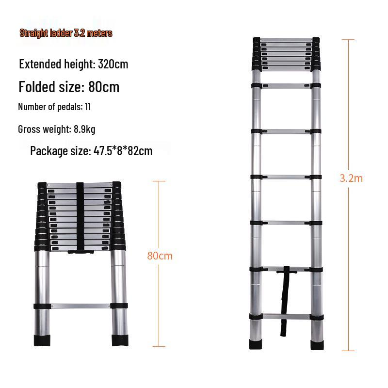 Multi-Functional Aluminum Telescopic Ladder - Herringbone Design, Foldable, Thickened for Household and Large Joint Decoration.