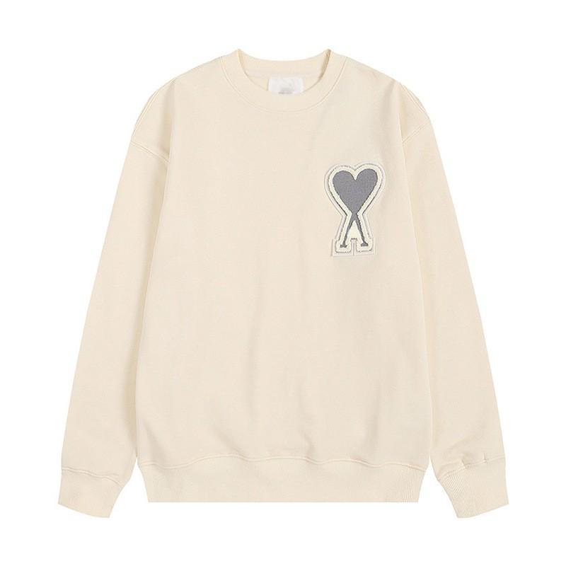 Soft Cotton Oversized Crewneck Sweatshirt With Small Heart Embroidery Pastel Colors Long Sleeve Fall Winter Casual Wear