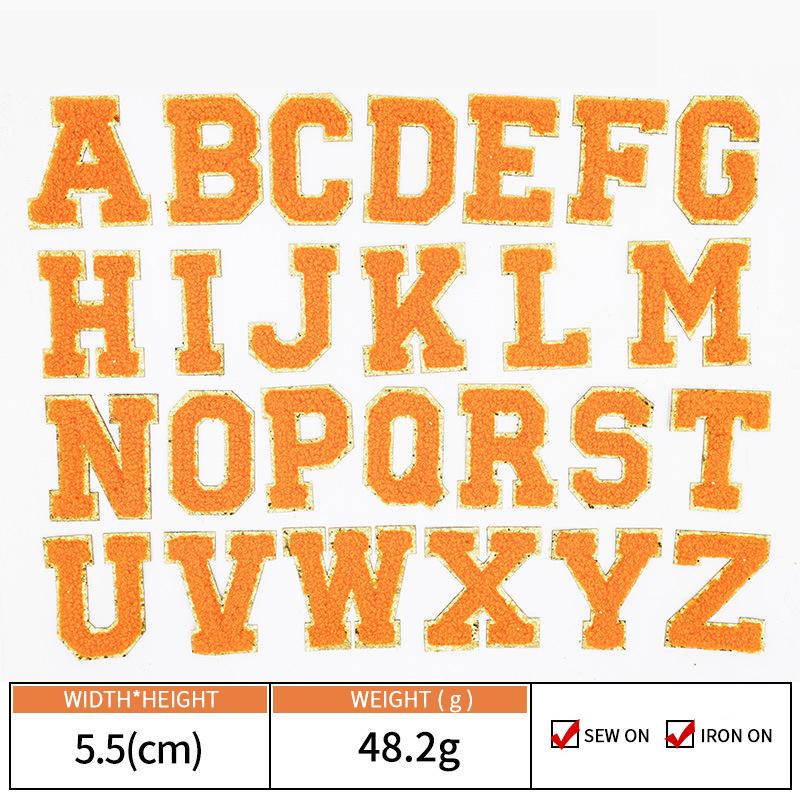 Colorful English Letter Chenille Embroidery Patches Iron on Sew on Garment Alphabet Crochet Patches for Clothing Hat Cap Craft