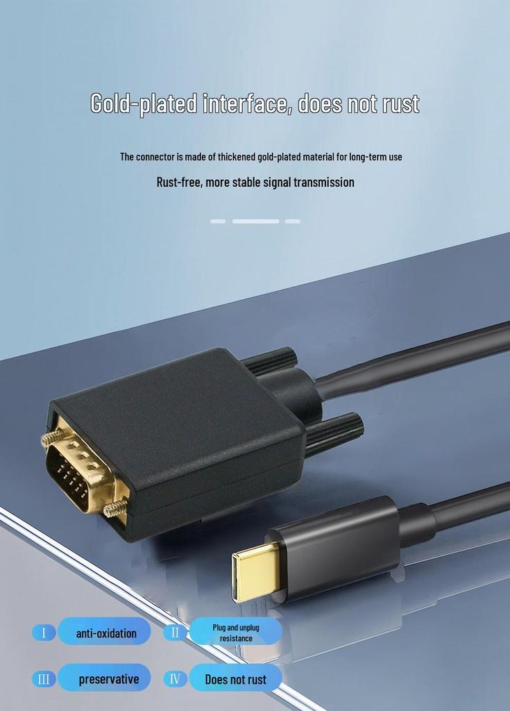Кабель-адаптер USB 3.1 Type-C на VGA, 1,8 м, для телефона/планшета к проектору/телевизору