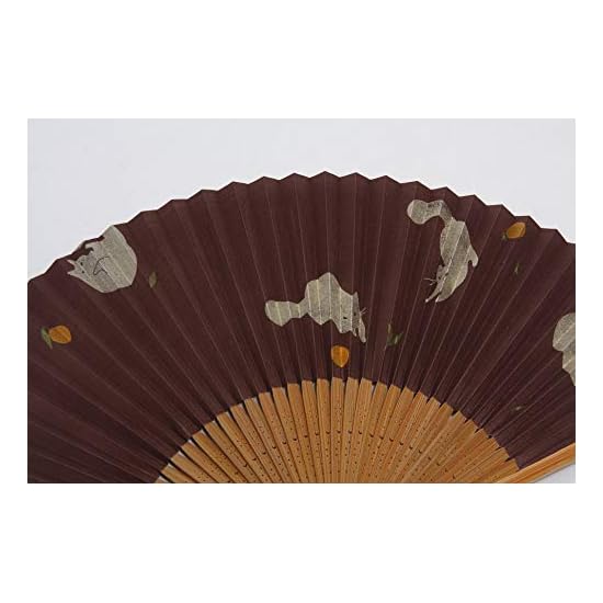 [Hasegawa] Women's Kyoto Folding Fan with Fan Case, in Gift Box, Made in Japan, Cat, Brown